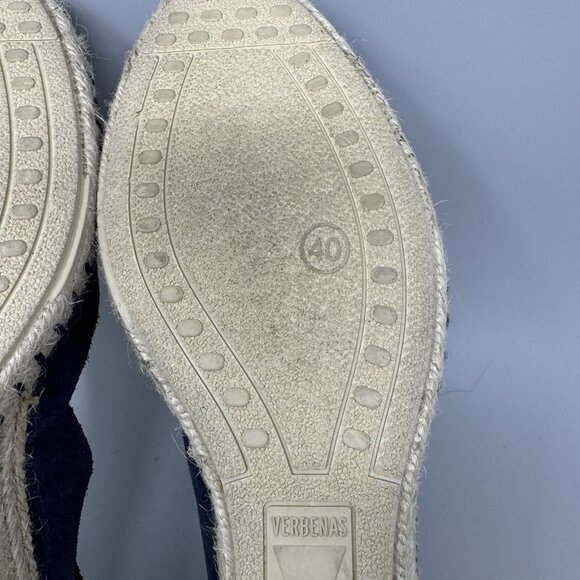 Verbenas Malena Women\'s Espadrille Blue Navy Suede Wedge Sandals Sz 9 US 40 EU